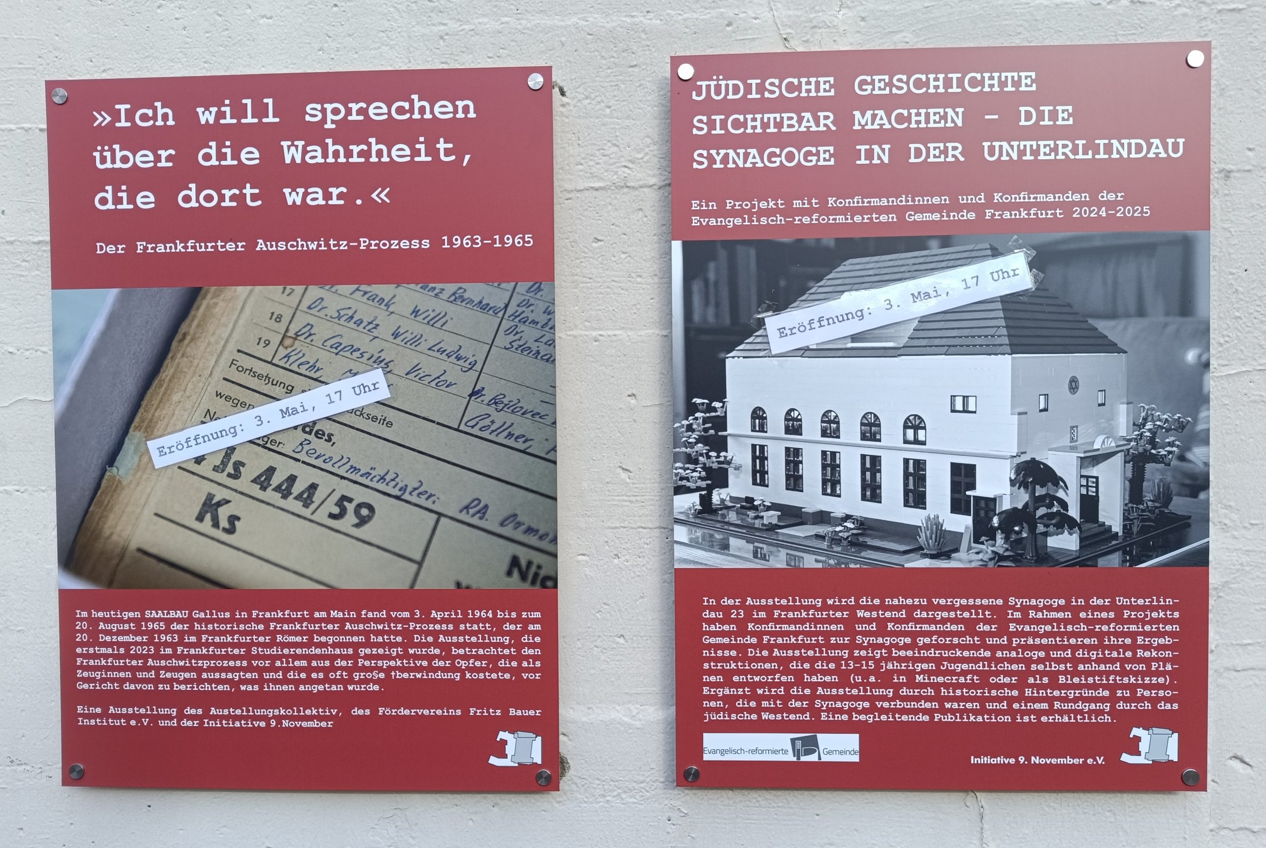 Foto der Ausstellungstafeln für die neuen Ausstellungen